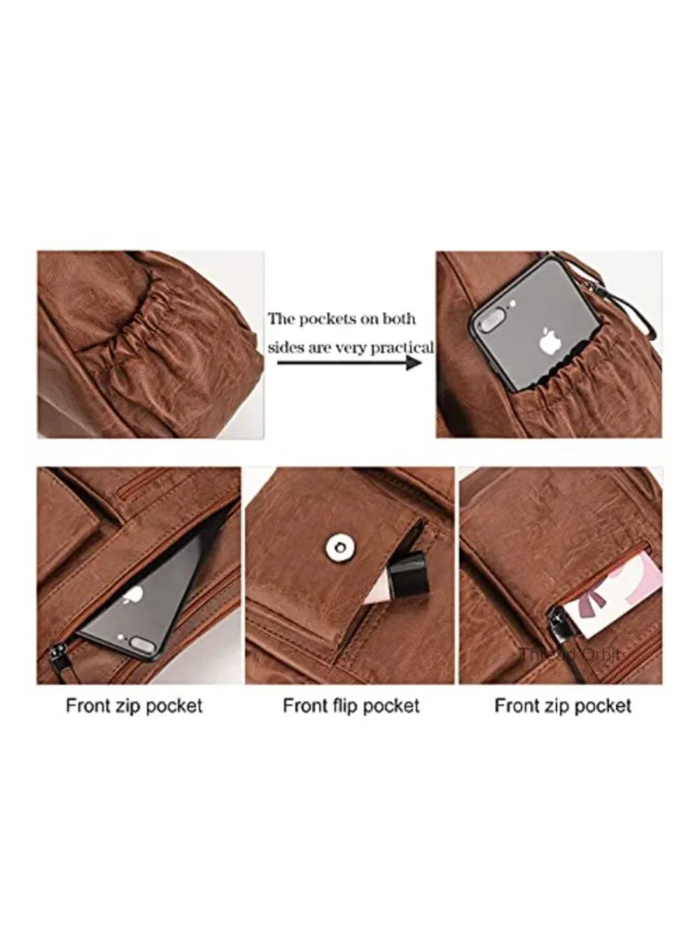 PU Leather Hobo Crossbody Shoulder Bag with Multi Pockets Zipper Messenger Tote